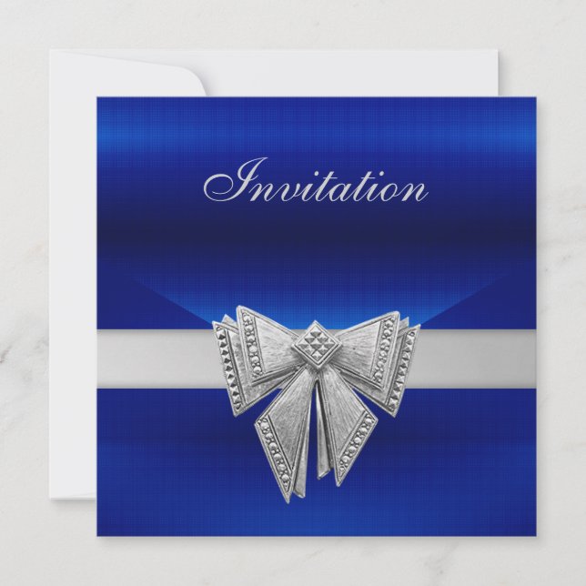 Invitation Toutes Occasions Bleu Arc Argent (Devant)