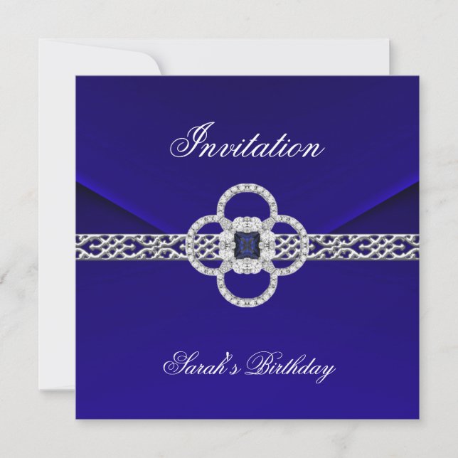 Invitation Toutes Occasions Bleu Bijou Argent NEUF (Devant)