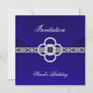 Invitation Toutes Occasions Bleu Bijou Argent NEUF