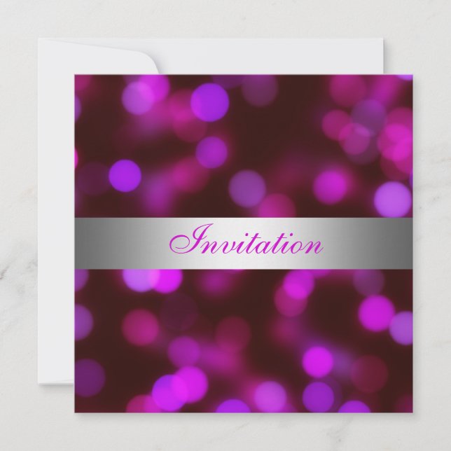 Invitation Toutes Occasions Bulles Roses Argent (Devant)