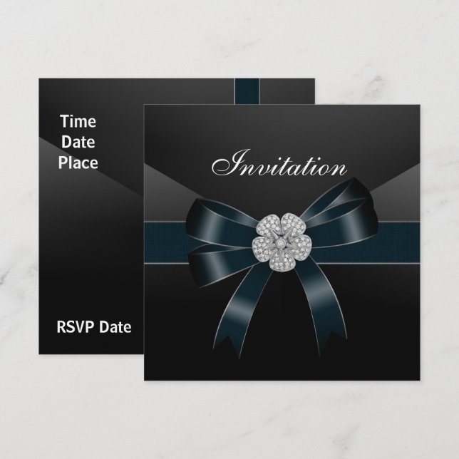 Invitation Toutes Occasions Diamant Bijou Noir Arc (Devant / Derrière)