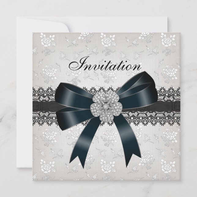 Invitation Toutes Occasions Diamant Bijou Noir Arc (Devant)
