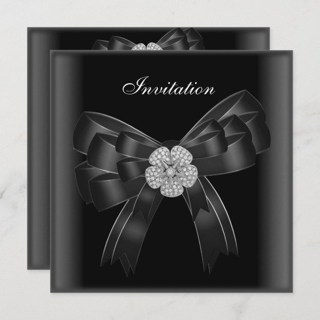 Invitation Toutes Occasions Diamant Bijou Noir Rub (Devant / Derrière)