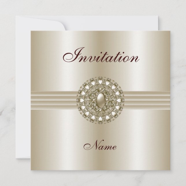 Invitation Toutes Occasions Élégante Perle Gem 2 (Devant)