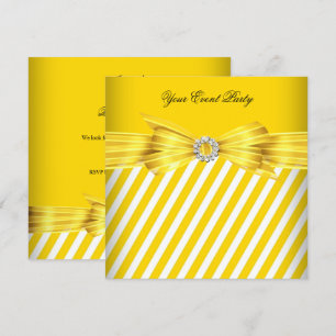 Invitation Toutes Occasions Fête Événement Bande Jaune et Bla