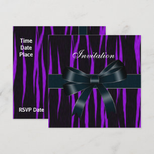 Invitation Toutes Occasions Noir Nœud Violet