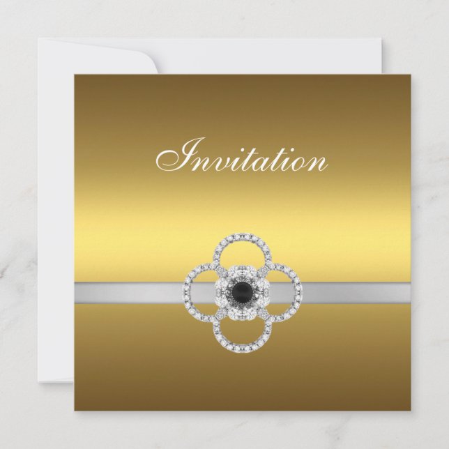 Invitation Toutes Occasions Or Argent Noir Bijou (Devant)