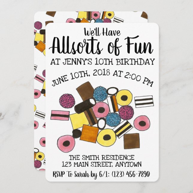 Invitation Toutes sortes de licence amusante Toutes sortes fê (Devant / Derrière)