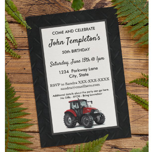 Invitation Tracteur Agriculture fête d'anniversaire Hommes