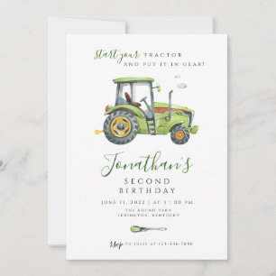 Invitation Tracteur Anniversaire moderne minimaliste