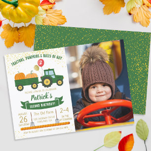 Invitation Tracteur Citrouille Fall Boy Photo Anniversaire In