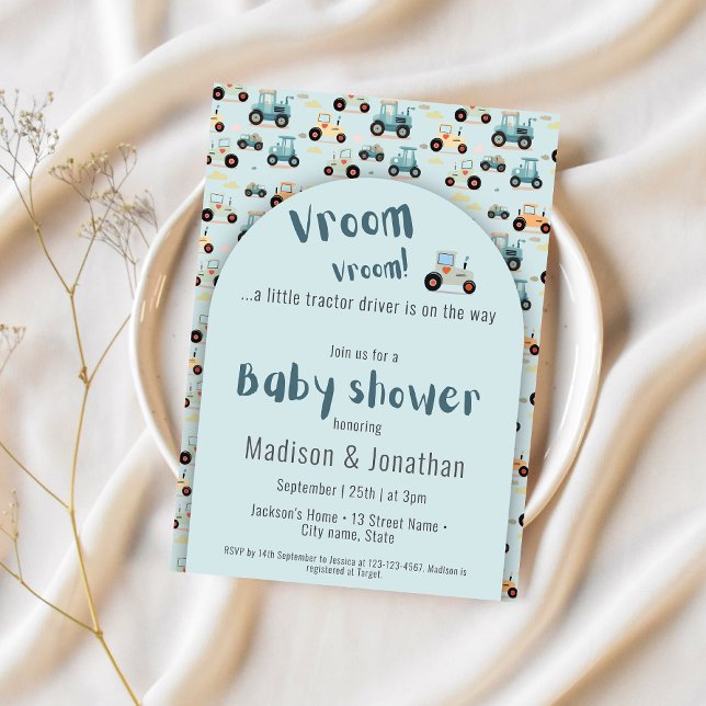 Invitation Tracteur conducteur ferme garçon baby shower Invit (Créateur téléchargé)