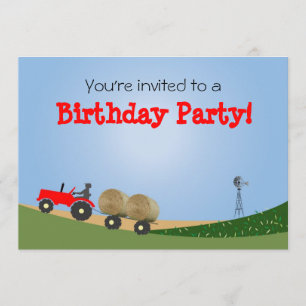 Invitation Tracteur sur l'invitation du Farm Party : Tracteur