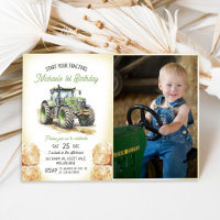 Tracteur vert 1ère fête d'anniversaire Photo