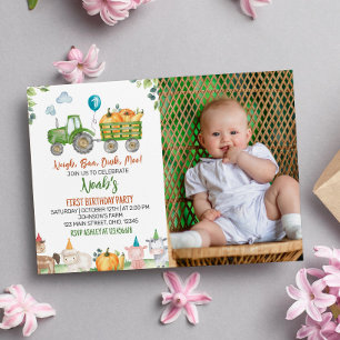 Invitation Tracteur vert Animaux de ferme Anniversaire Invita