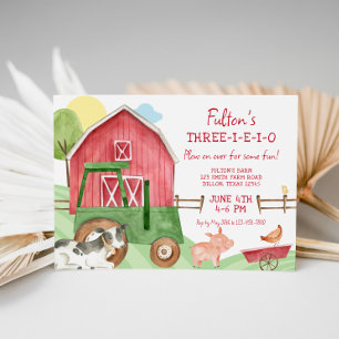 Invitation Tracteur vert Animaux de ferme Anniversaire Invita