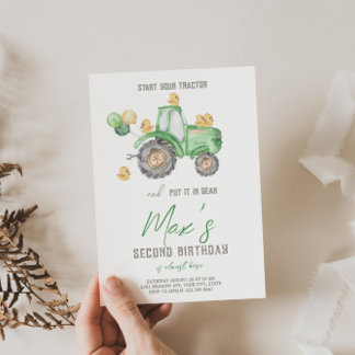 Invitation Tracteur vert avec thème canuckling Anniversaire I