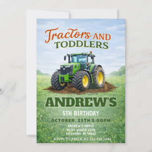 Invitation Tracteur Vert Personnel Anniversaire