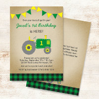 Tracteur vintage vert Plaid Anniversaire