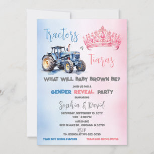 Invitation Tracteurs ou Tiaras Genre Revevela Party