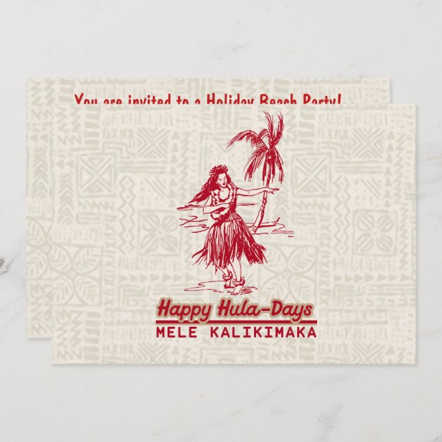 Invitation Tradewinds Holiday Hawaiian Hula Girl (Devant / Derrière)