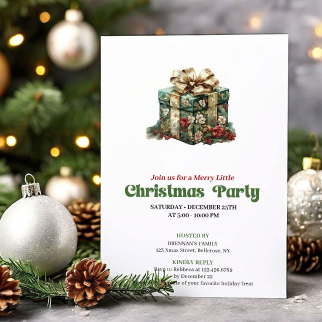 Invitation Traditional vintage Christmas present party invite (Traditional vintage Christmas angel party invite

)