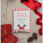 Invitation traditionnelle à la fête de Noël<br><div class="desc">Fun Noël fête sur mesure invitation Design traditionnel rouge et blanc avec Père Noël coincé sur une cheminée à l'avant de l'invitation</div>