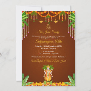 Invitation traditionnelle à la Pooja de Satyanaray
