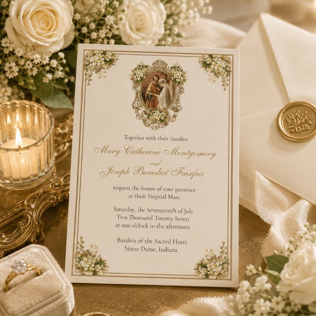 Invitation traditionnelle catholique de mariage po (Créateur téléchargé)