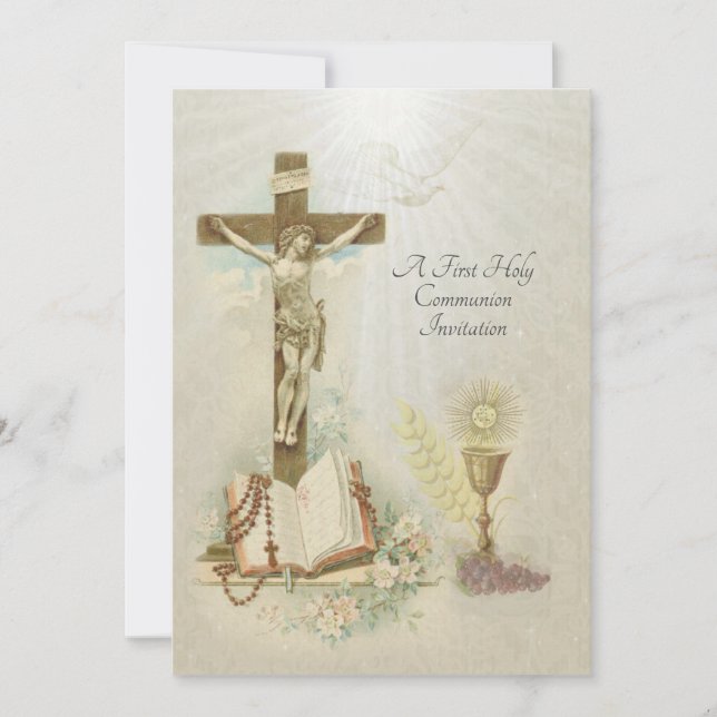 Invitation traditionnelle catholique vintage pour  (Devant)
