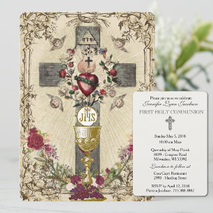 Invitation traditionnelle catholique vintage pour 