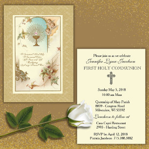 Invitation traditionnelle catholique vintage pour