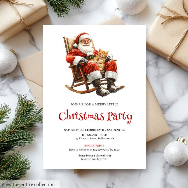 Invitation traditionnelle de fête de Noël de Santa (Traditional Santa Festive Christmas Party Invite)