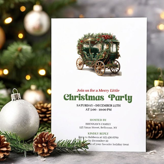 Invitation traditionnelle de fête de Noël victorie (Traditional Victorian Christmas angel party invite

)