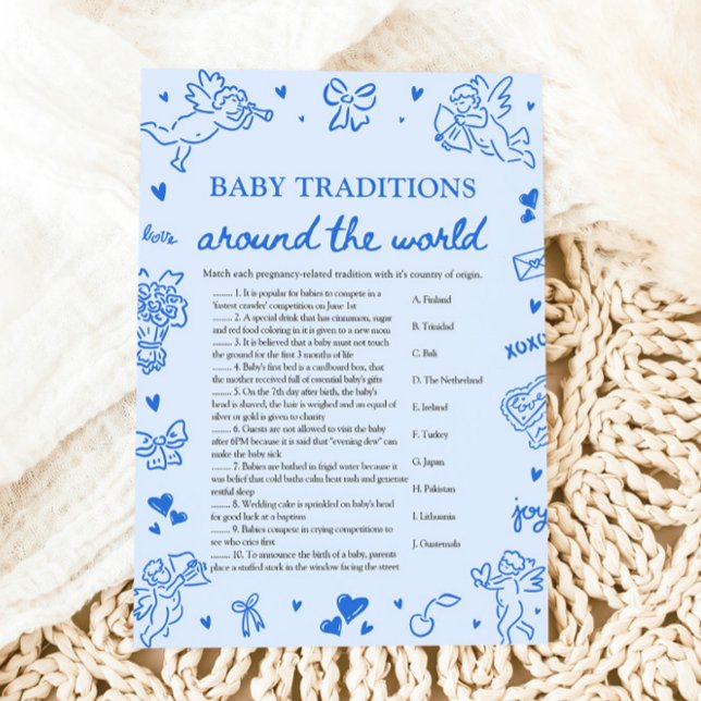 Invitation Traditions de bébé de la Saint-Valentin autour du  (Valentine Baby Traditions Around The World Game)