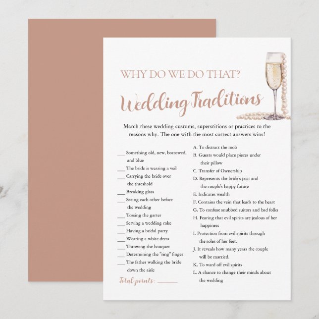 Invitation Traditions de mariage au Perles & Prosecco Jeu de  (Devant / Derrière)