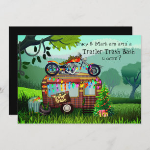 Invitation TRAILER DE Noël TRASH BLANC BASH Funny Party