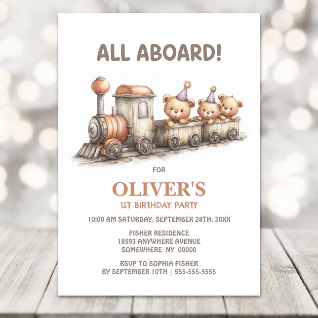 Invitation Train 1er Anniversaire (Créateur téléchargé)