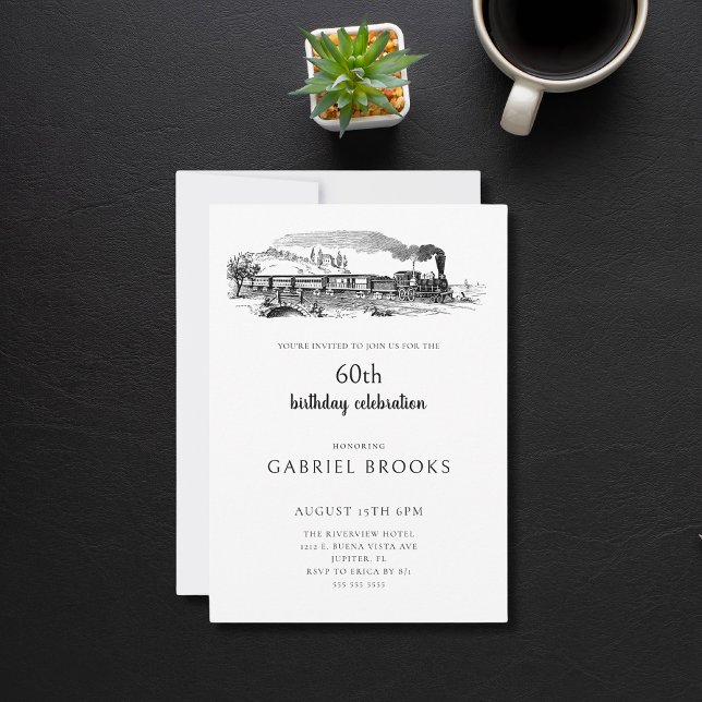 Invitation Train à vapeur vintage 60ème anniversaire (Créateur téléchargé)