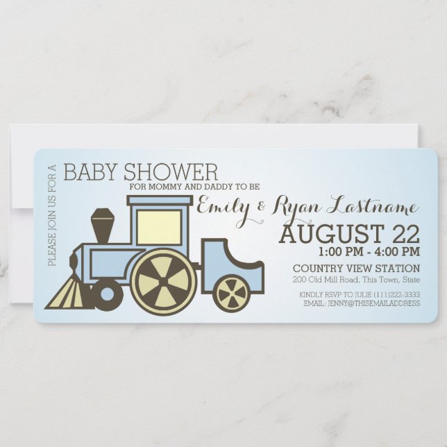 Invitation Train baby shower Choo Choo (Devant)