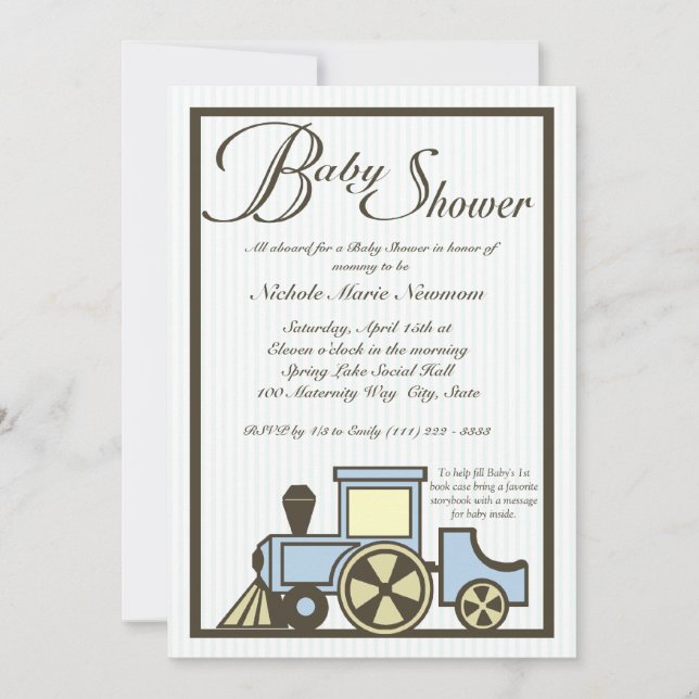 Invitation Train baby shower Choo Choo (Devant)
