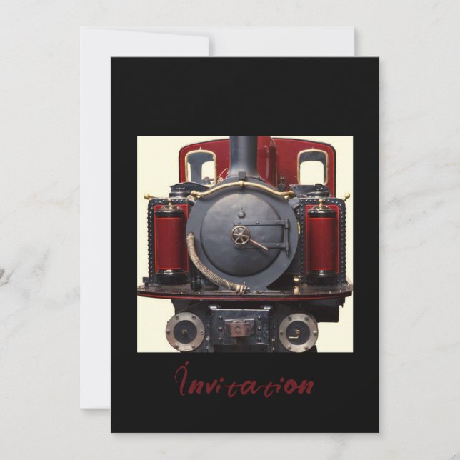 Invitation Train Bleu Et Rouge  (Devant)