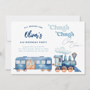 Invitation Train Blue Chuga Chuga Choo Choo Anniversaire mode