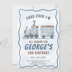 Invitation Train ChooChoo Véhicule Transport Anniversaire