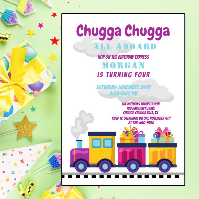 Invitation Train Chugga Choo Cartoon N'Importe Quel Âge (Créateur téléchargé)