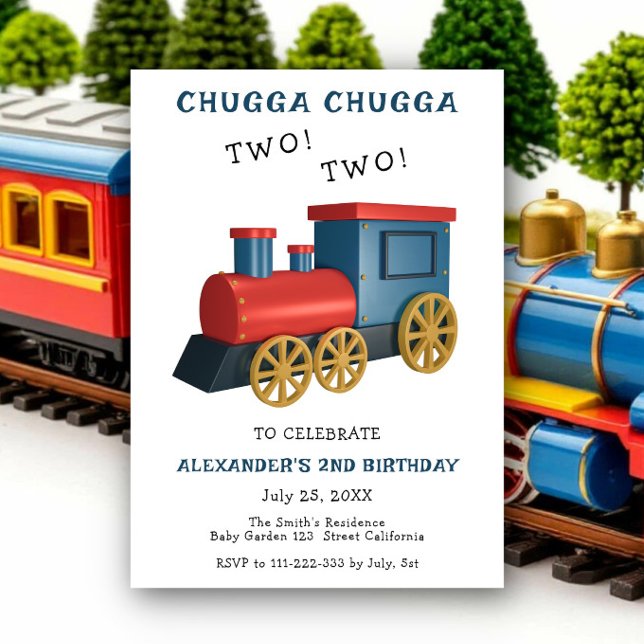 Invitation Train Chugga Two Two Deuxième Anniversaire (Créateur téléchargé)
