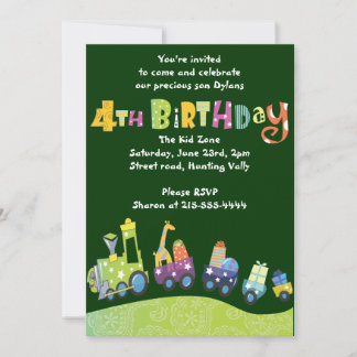 Invitation Train de fête 4e anniversaire Happy forth Invitati