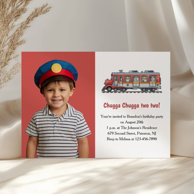 Invitation Train de Garçon Mignon Photo Enfants Fête d'annive (Créateur téléchargé)