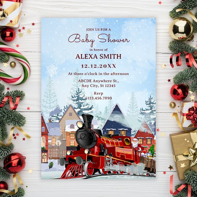 Invitation train de Noël bébé shower d'hiver (Créateur téléchargé)