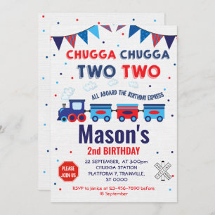 Invitation Train Invitation, pour un garçon, 2e anniversaire